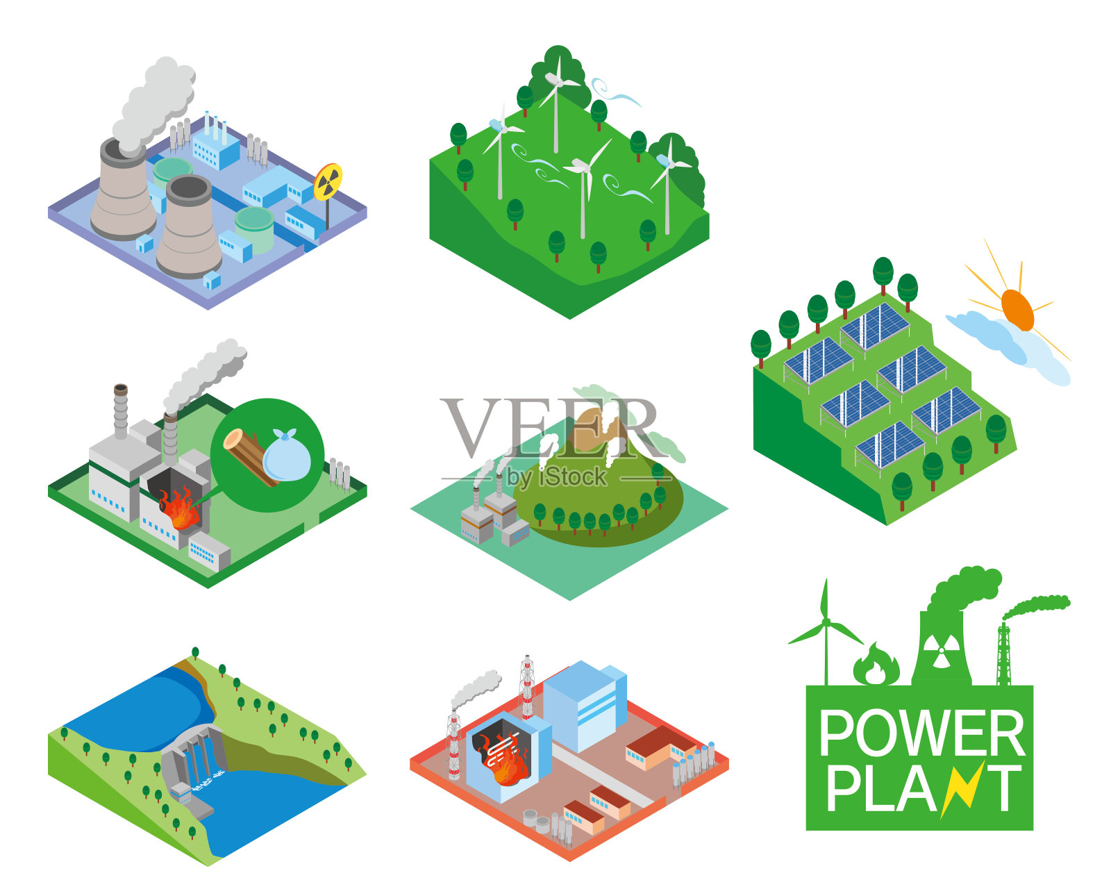 发电厂等距图集2插画图片素材