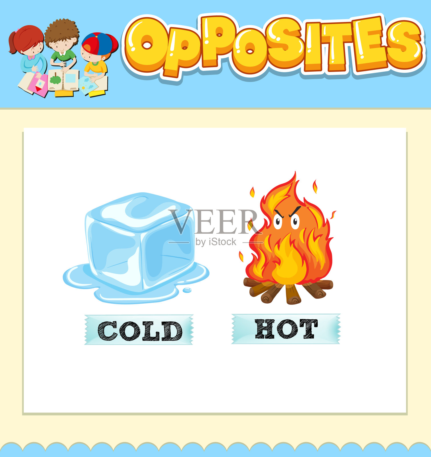 冷和热的反义词插画图片素材