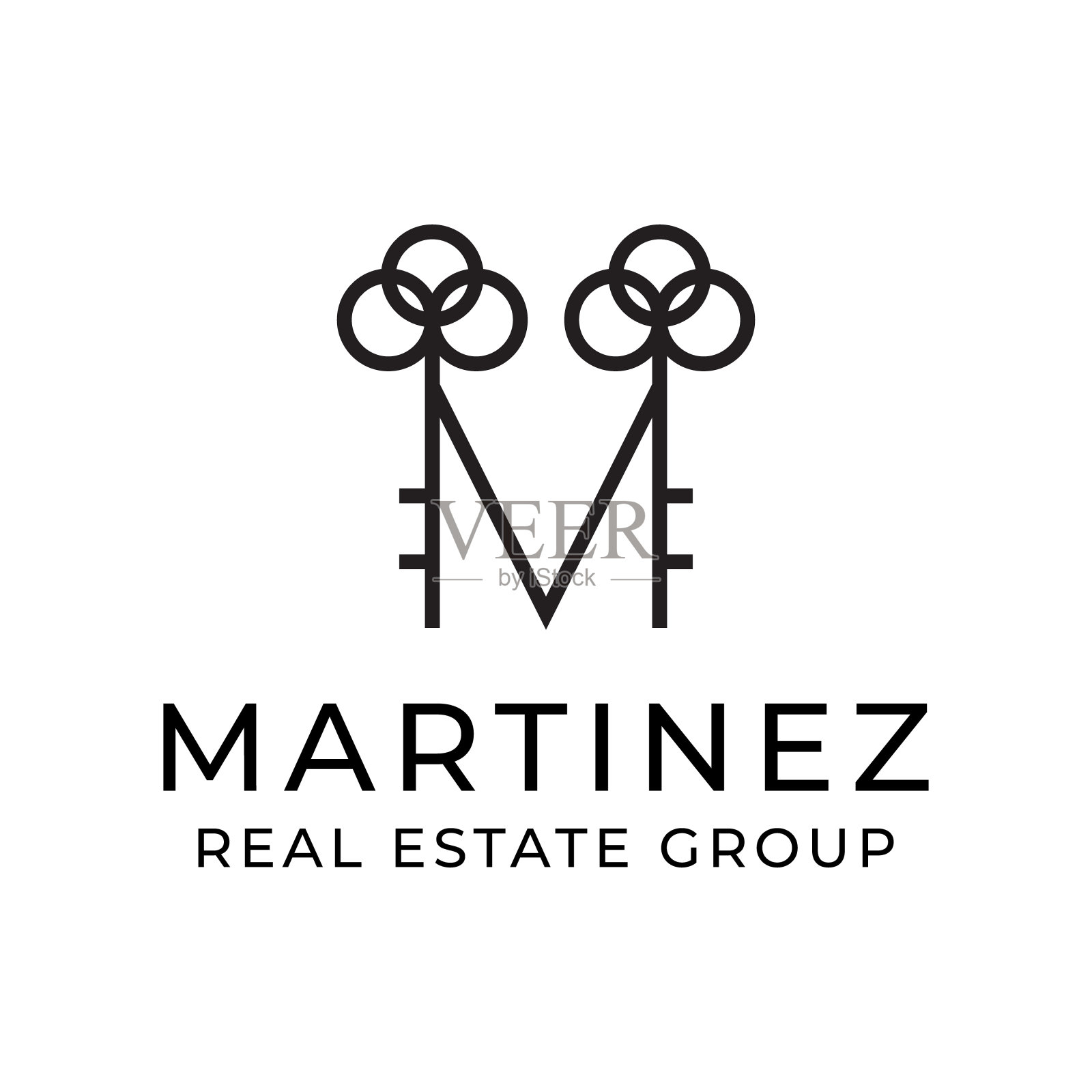 字母M与关键符号设计插画图片素材