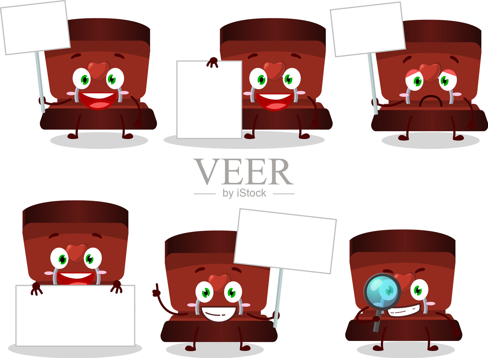 红色的圆环盒卡通人物带来信息插画图片素材