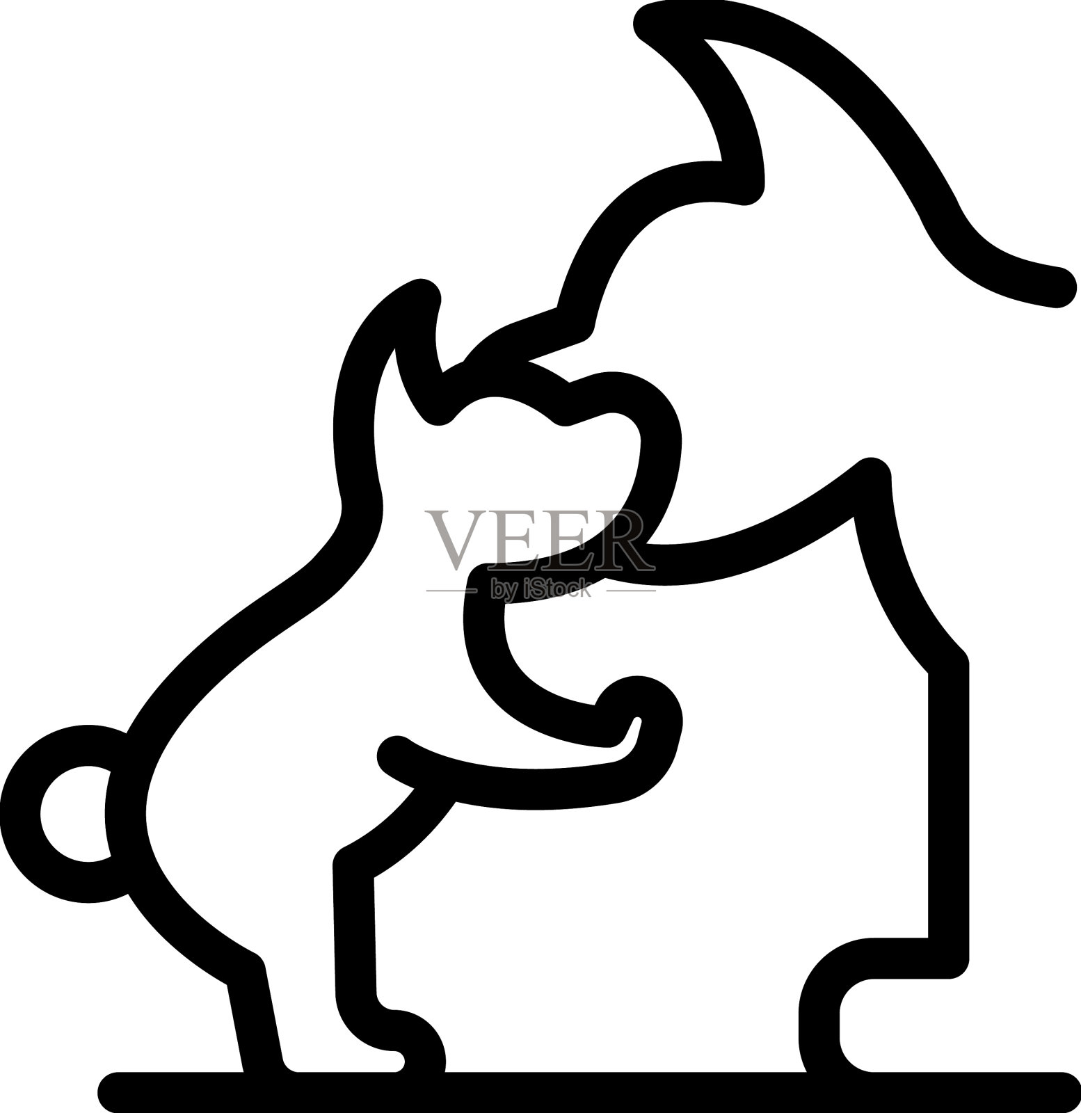 狗散步家庭图标轮廓宠物小狗插画图片素材