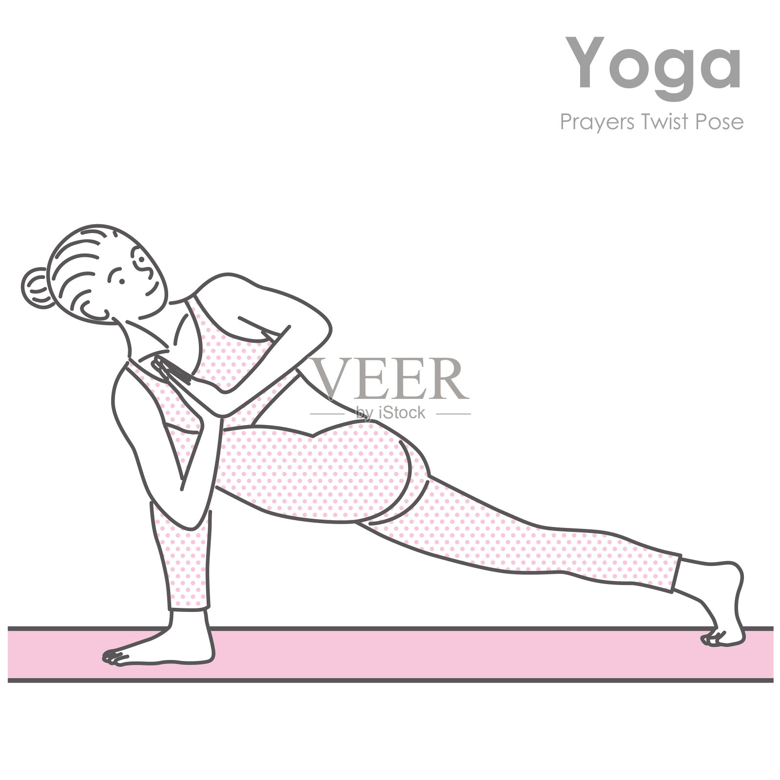 一个女人在室内做瑜伽的插图插画图片素材