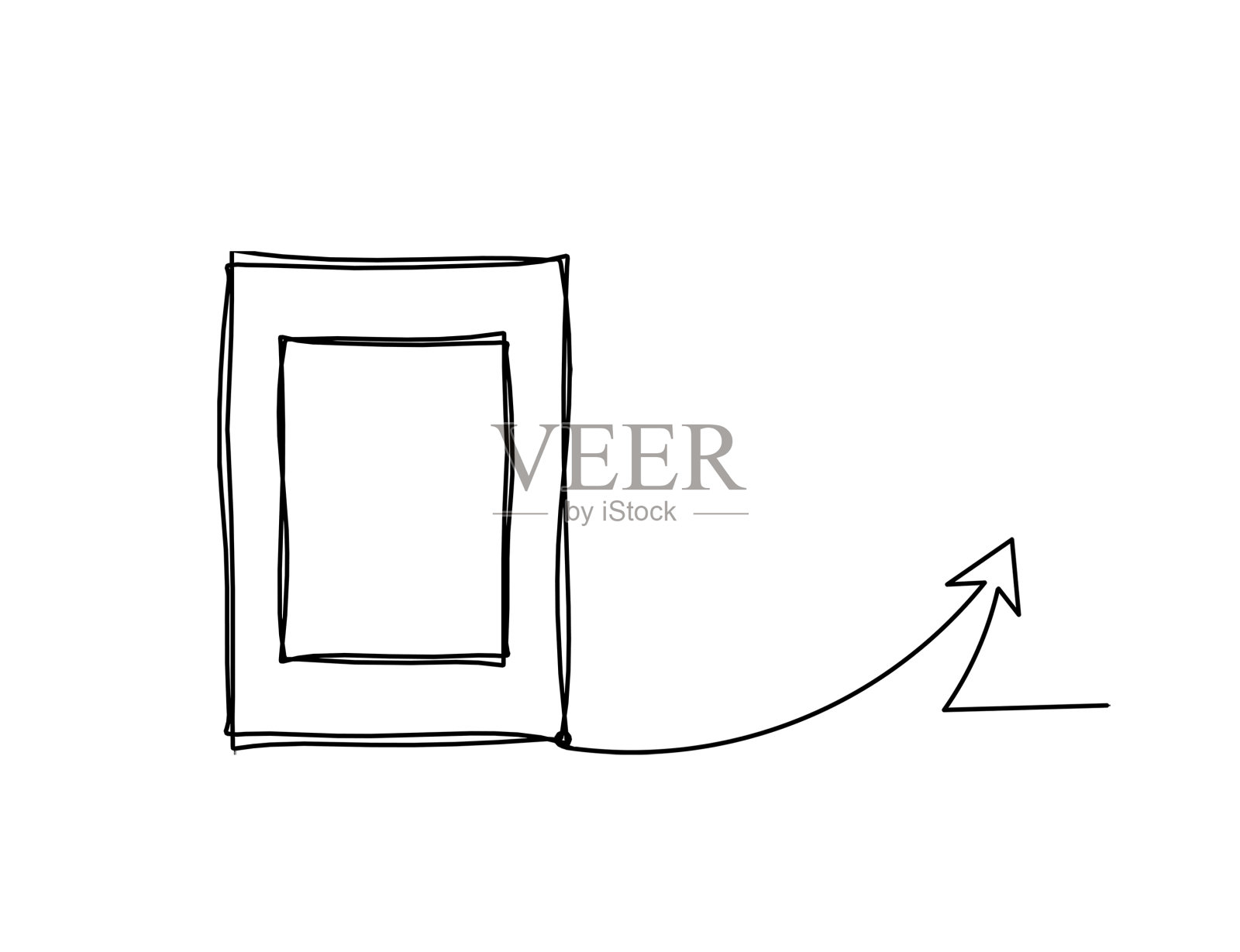 方向为在白色背景上画连续线条的抽象相框插画图片素材