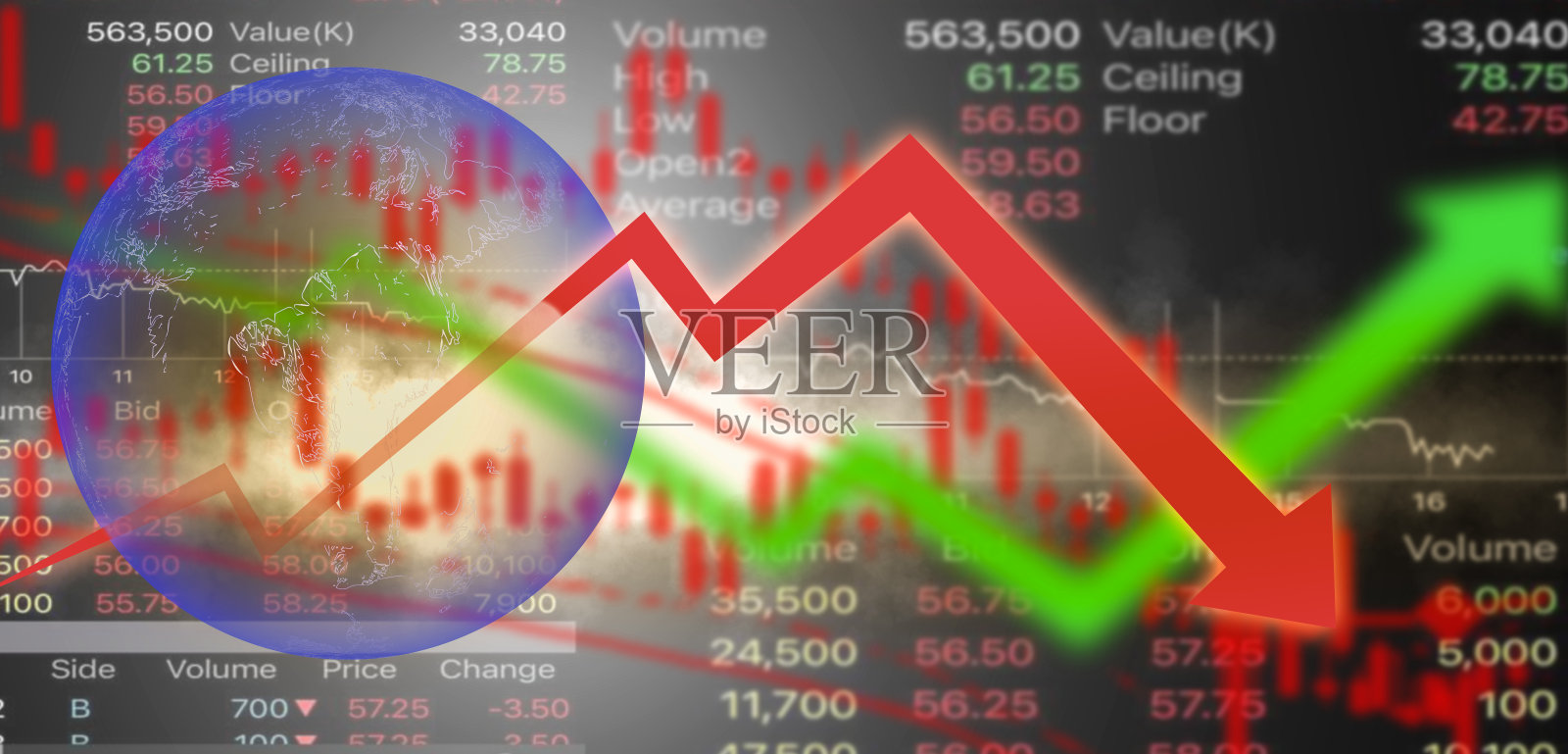 世界经济处于市场波动之中照片摄影图片