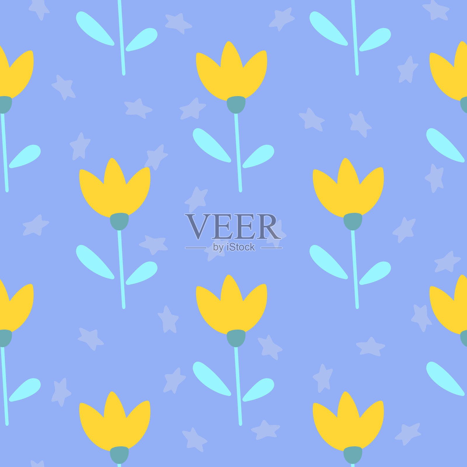 可爱的无缝花图案。矢量插图，织物设计，礼品纸，婴儿衣服，纺织品，卡片。插画图片素材