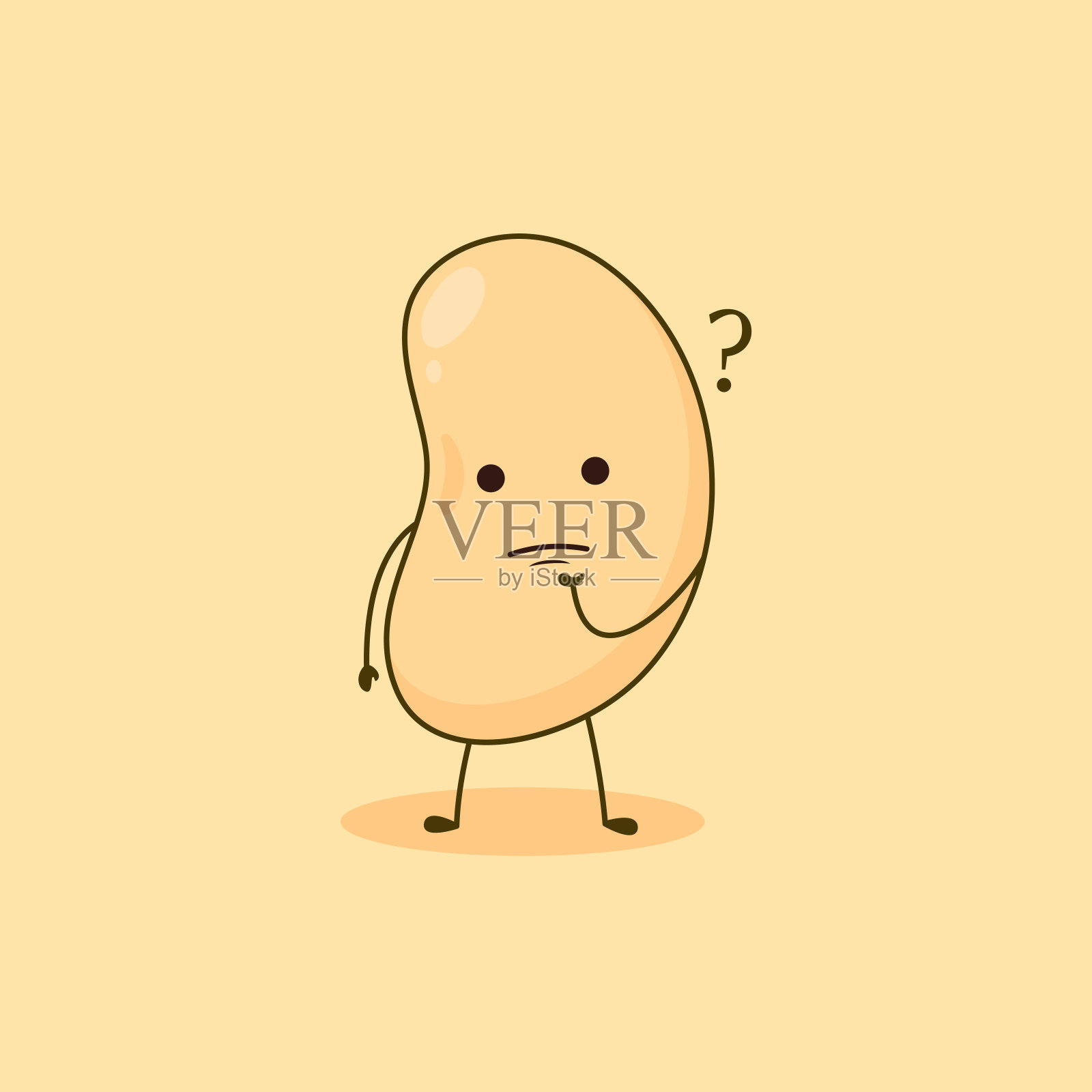 可爱的大豆矢量卡通人物插图简单的平面设计风格插画图片素材