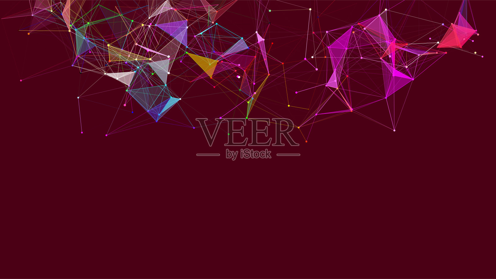 彩色多边形空间。连接点线结构。数字的背景。三角未来主义商业壁纸。矢量图插画图片素材