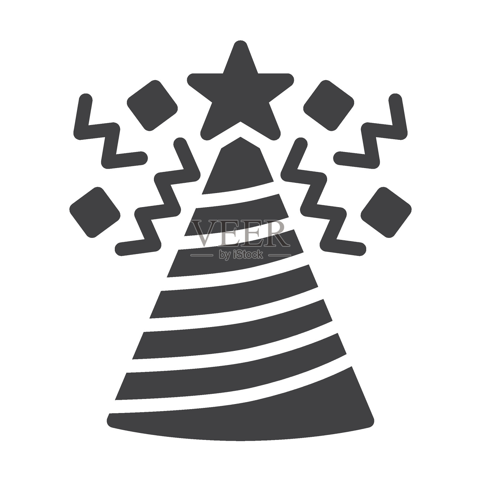 派对帽子和五彩纸屑矢量图标插画图片素材