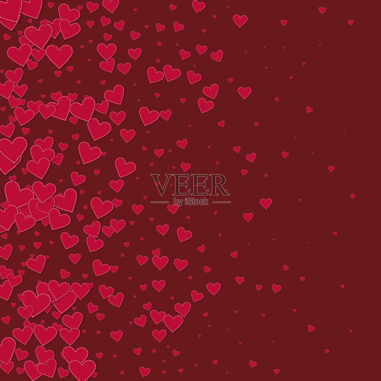 红心爱的五彩纸屑。情人节梯度插画图片素材