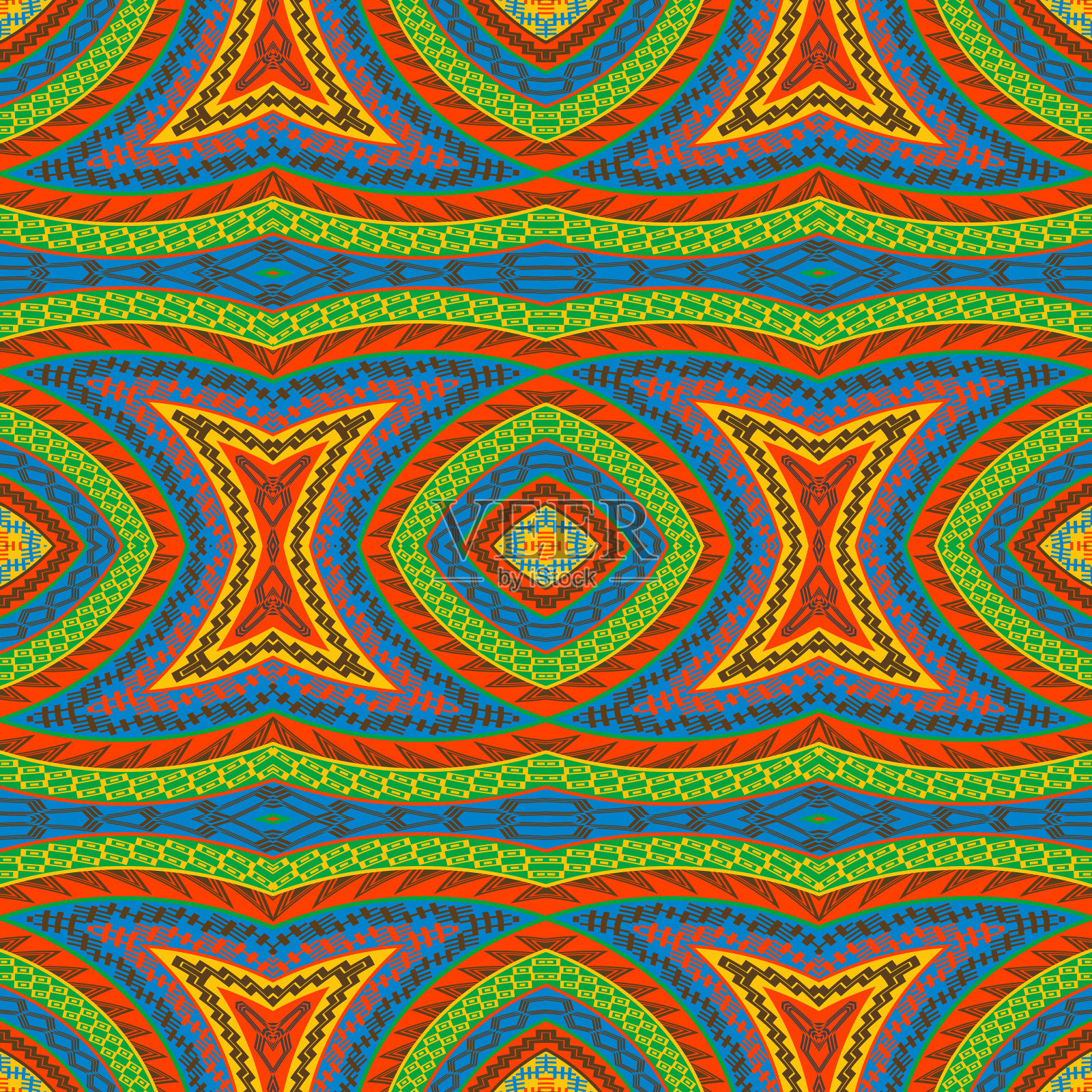 彩色几何装饰民族图案无缝图案插画图片素材