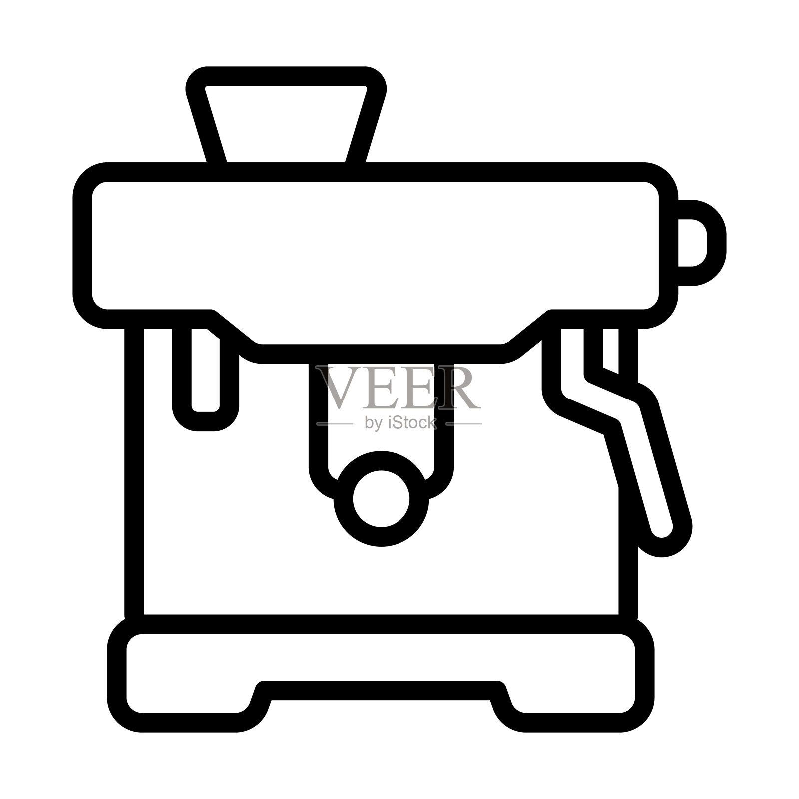 浓缩咖啡机图标从电子设备收集。薄线性浓缩咖啡机，浓缩咖啡，咖啡轮廓图标孤立在白色背景。线向量咖啡机标志，符号为网络和。图标素材