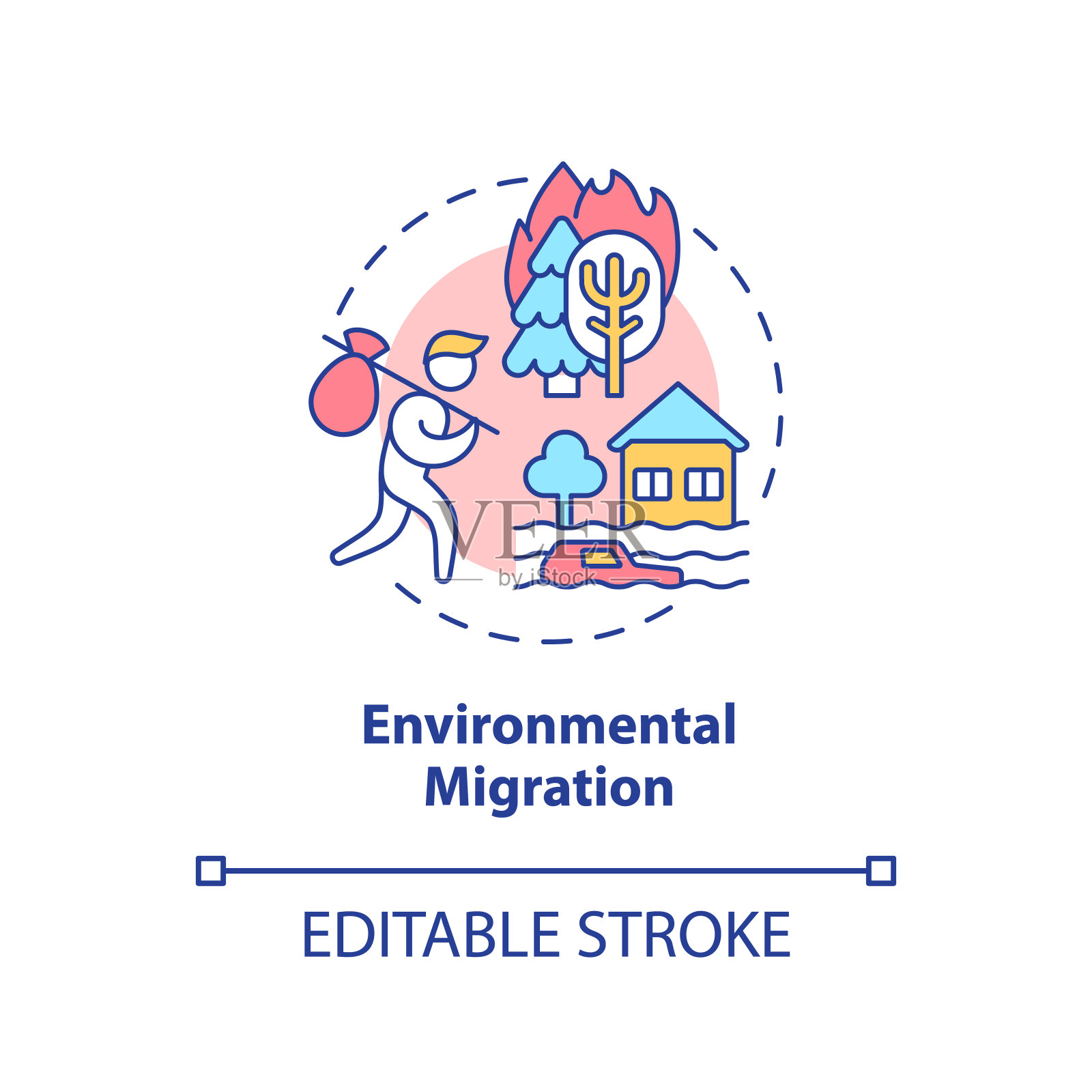 环境移民概念图标插画图片素材