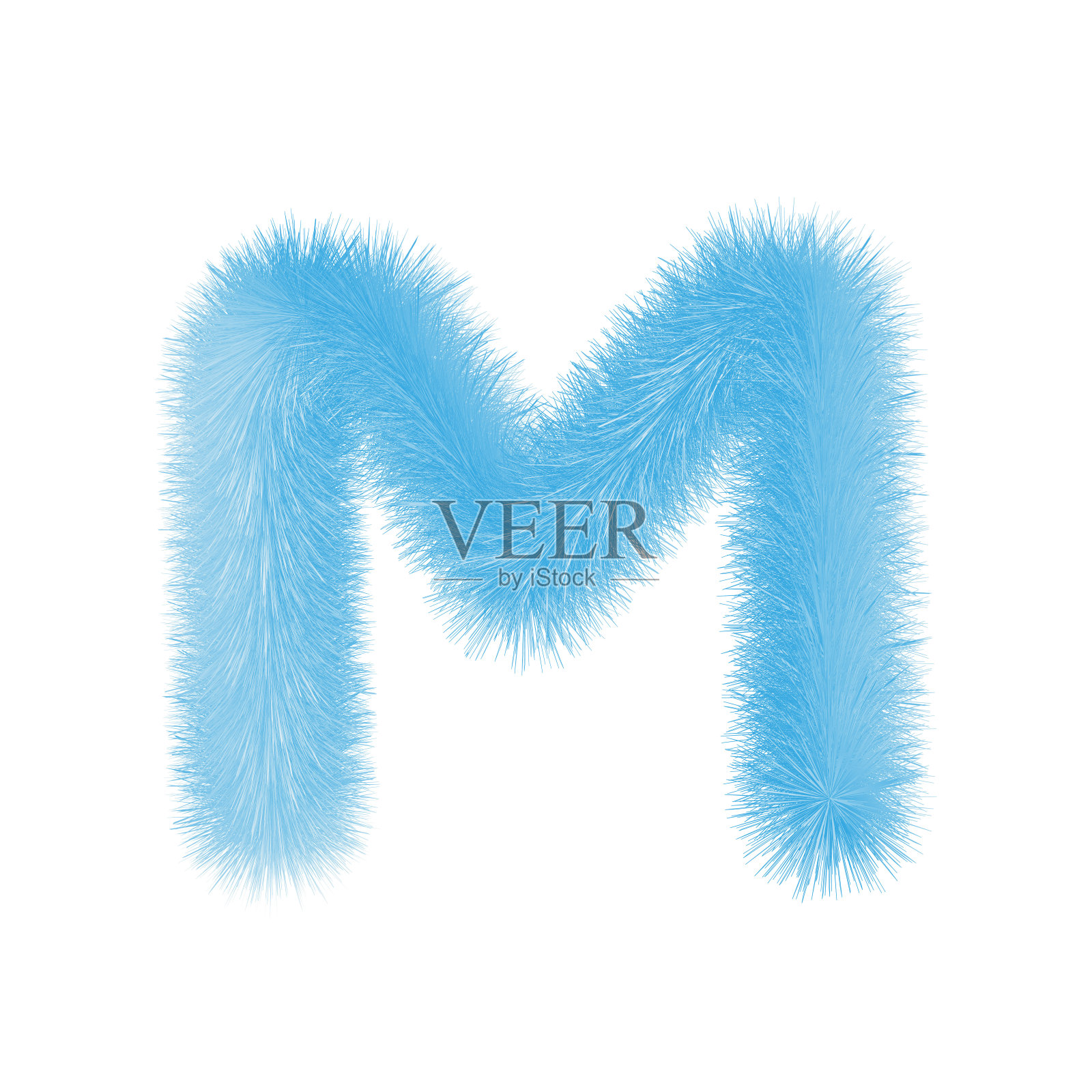 羽毛字母M字体向量。简单的可编辑的信件。插画图片素材