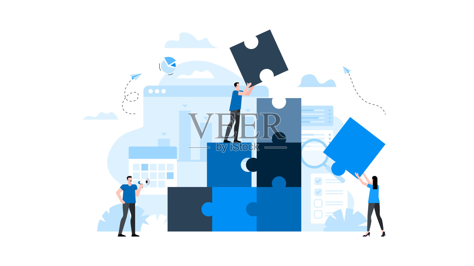 动画准备duik友好矢量插图。概念上的商业故事。插画图片素材