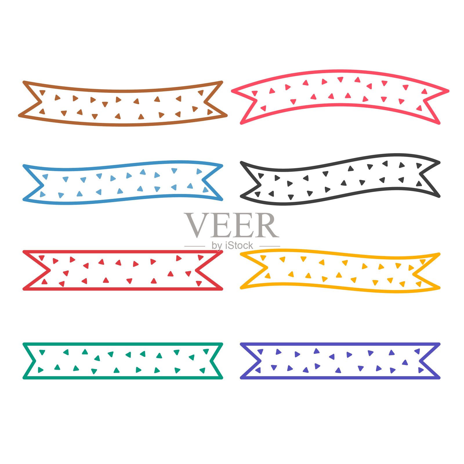 儿童风格丝带在许多颜色设计元素图片