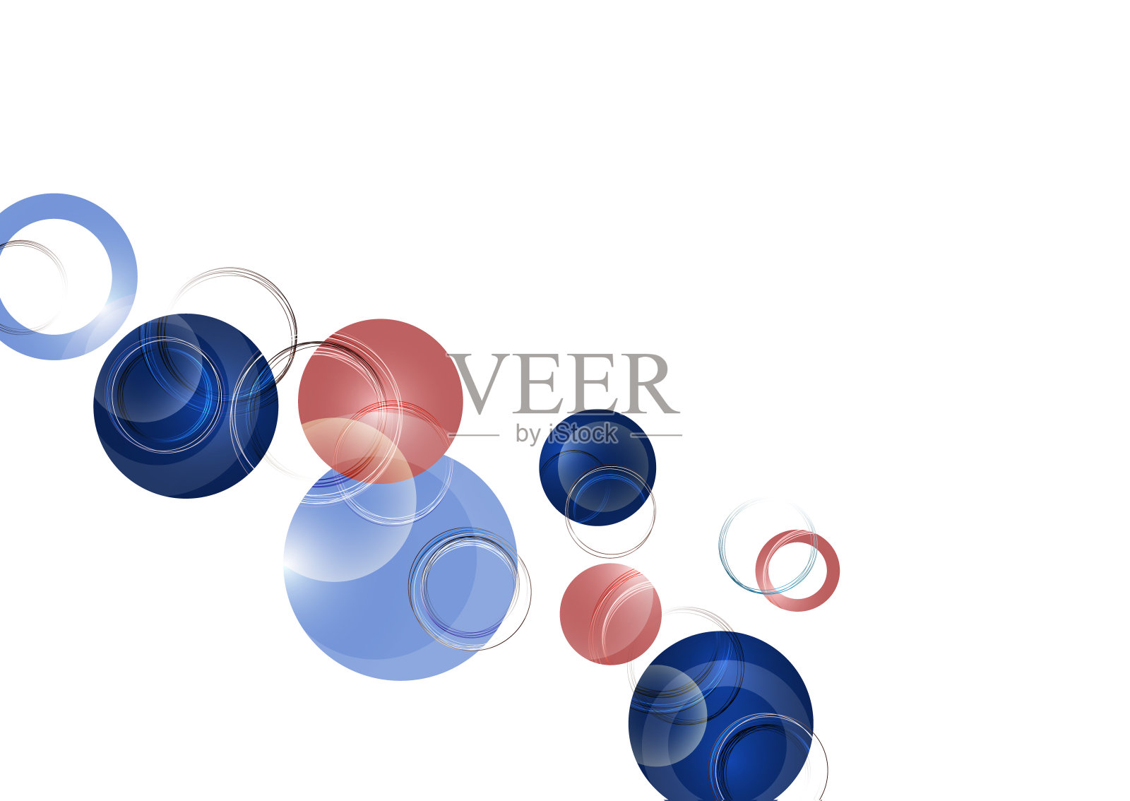 圆形设计背景与重叠的圆形图案。带彩色圆圈的横幅。向量插画图片素材