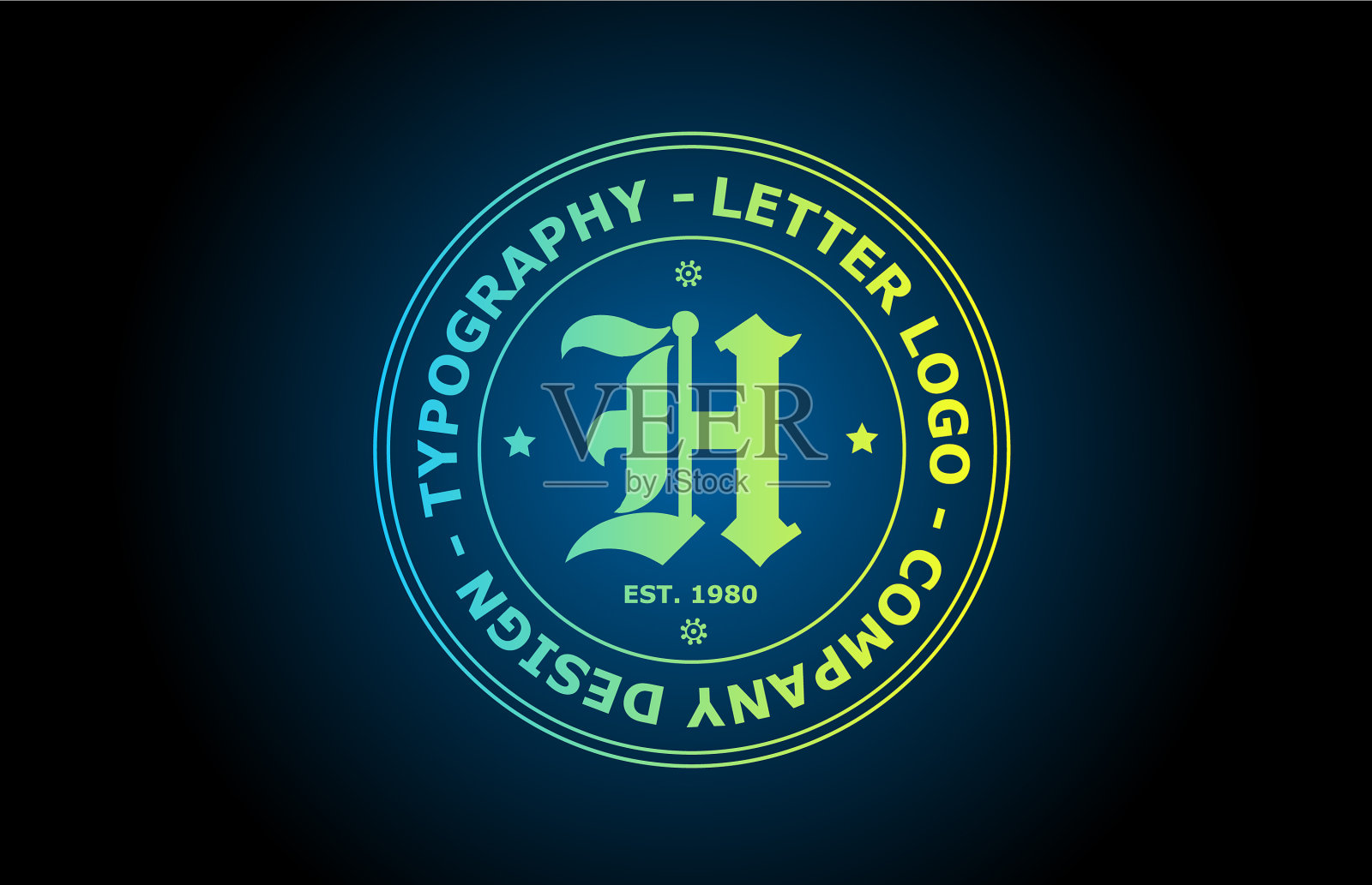 H复古字母字母标志图标设计在插画图片素材