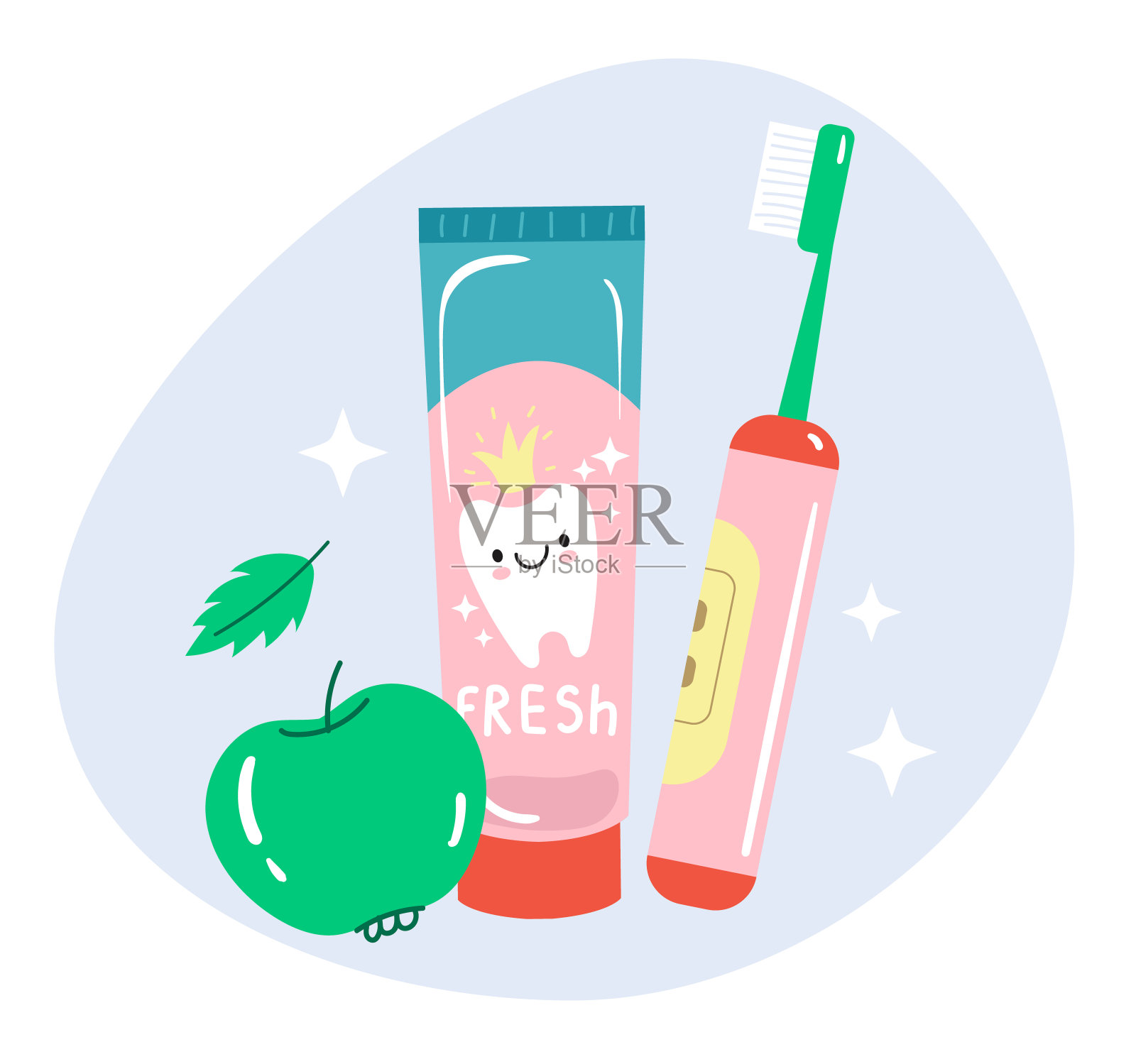 牙膏和牙刷矢量平面图形设计插图设计元素图片