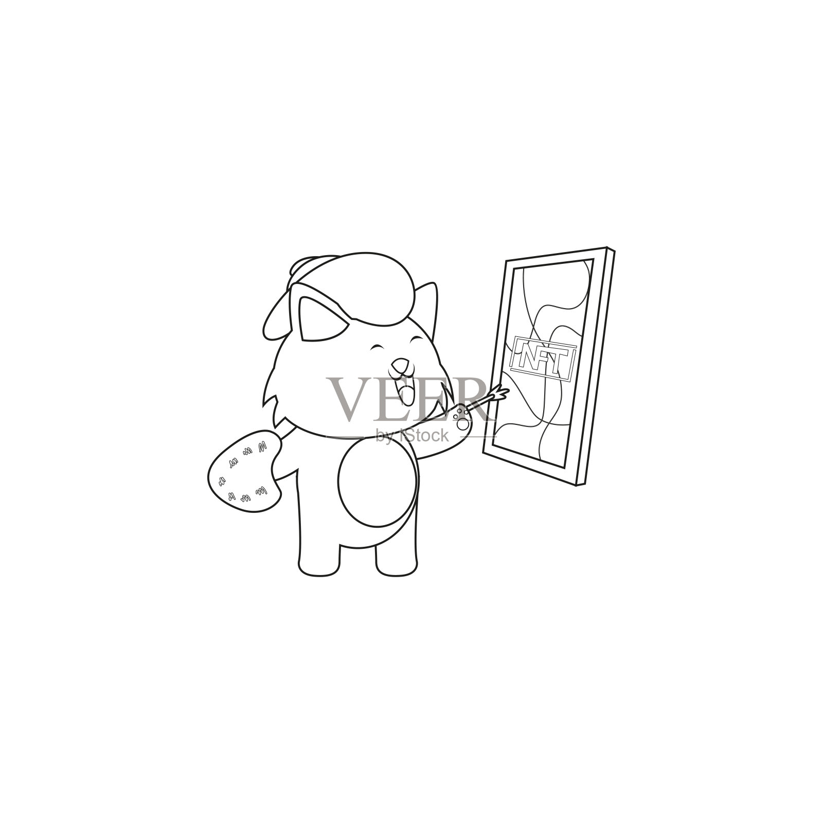 孤立熊艺术动画ntf绘制插图矢量插画图片素材