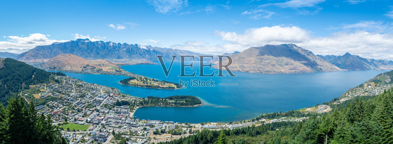 皇后镇的Panaroma来自鲍勃“u2019的顶峰照片摄影图片