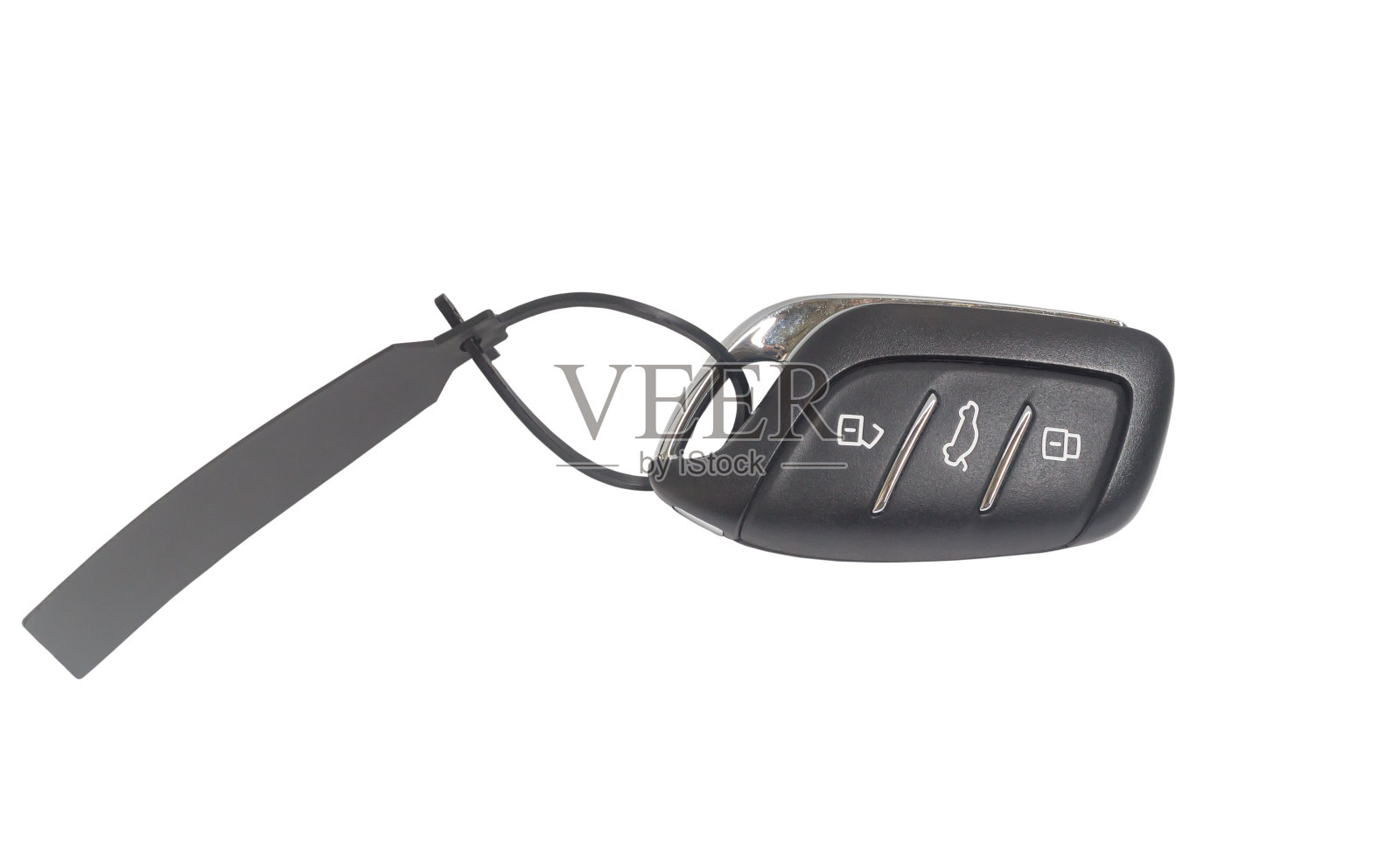 一套遥控数字汽车钥匙与解锁和锁定按钮孤立在白色背景照片摄影图片