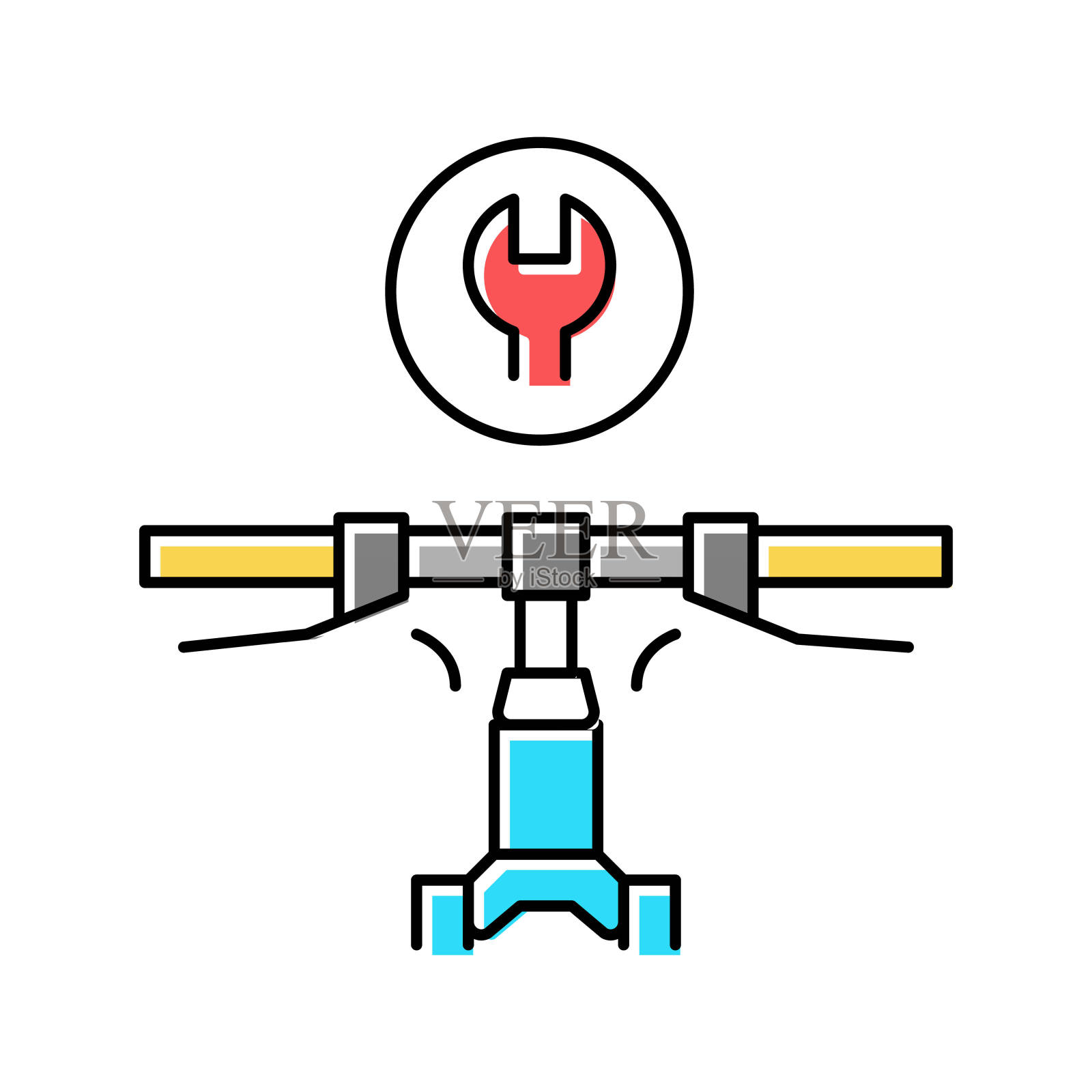 自行车车把安装彩色图标矢量插图插画图片素材