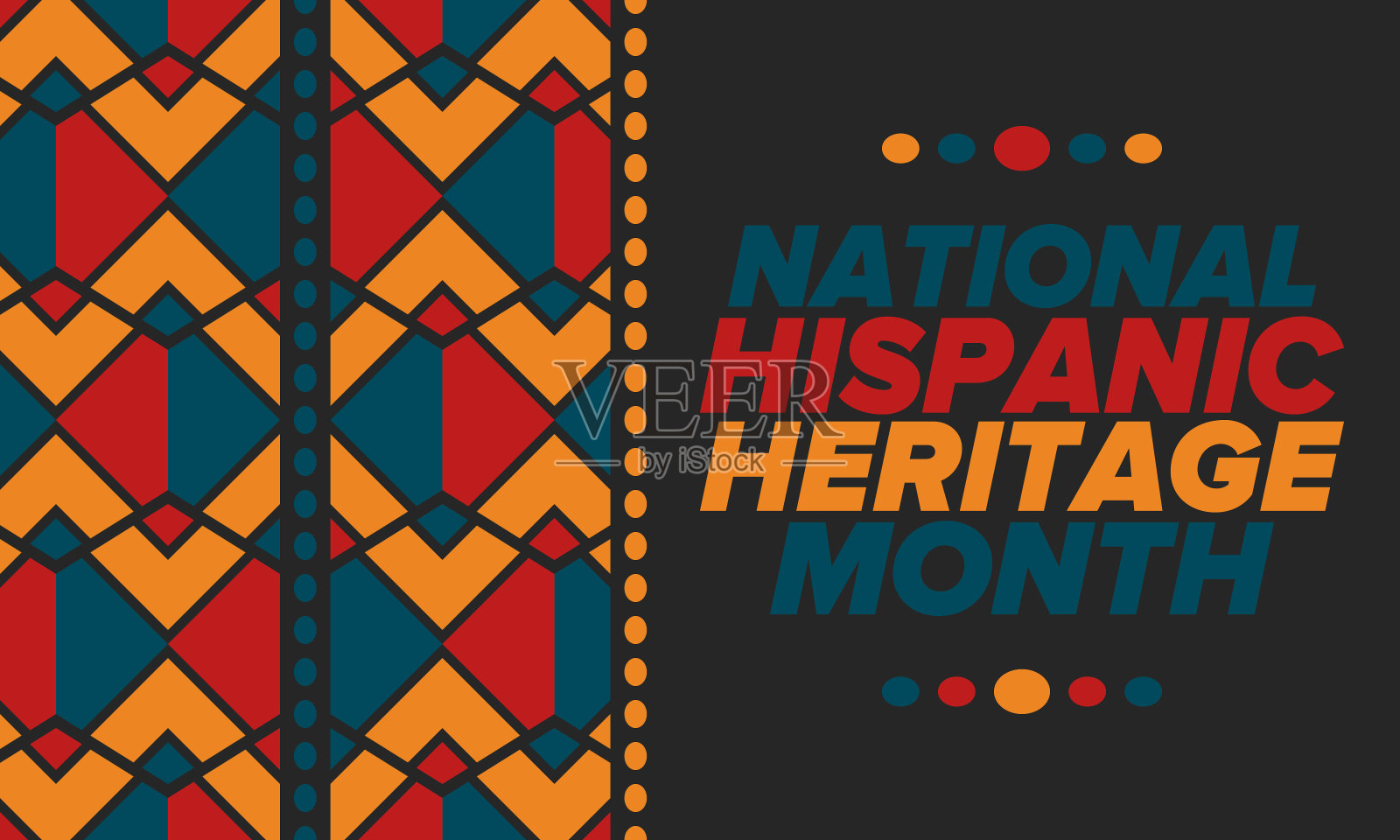 9月和10月为全国西班牙文化月。西班牙裔和拉美裔美国人的文化。在美国庆祝一年一度。海报，卡片，横幅和背景。矢量图插画图片素材