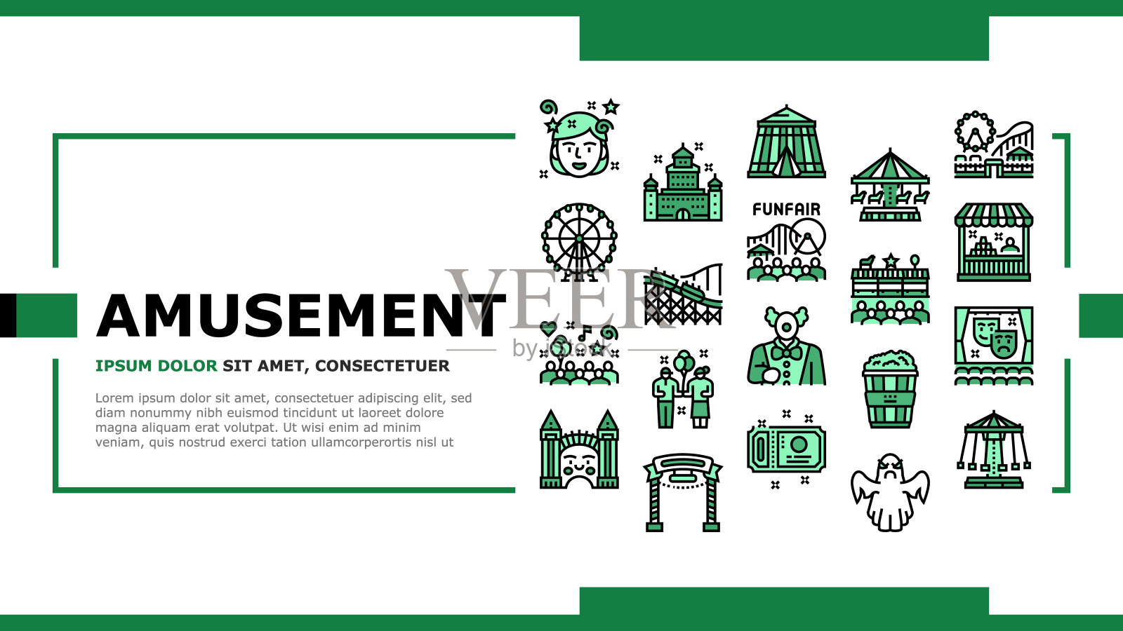 游乐园娱乐着陆头矢量插画图片素材