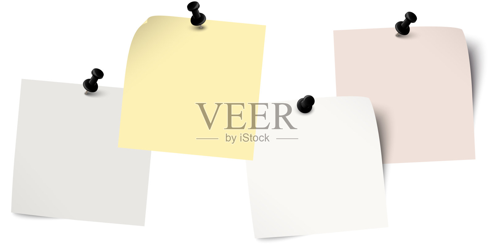 用彩色针做的便利贴插画图片素材