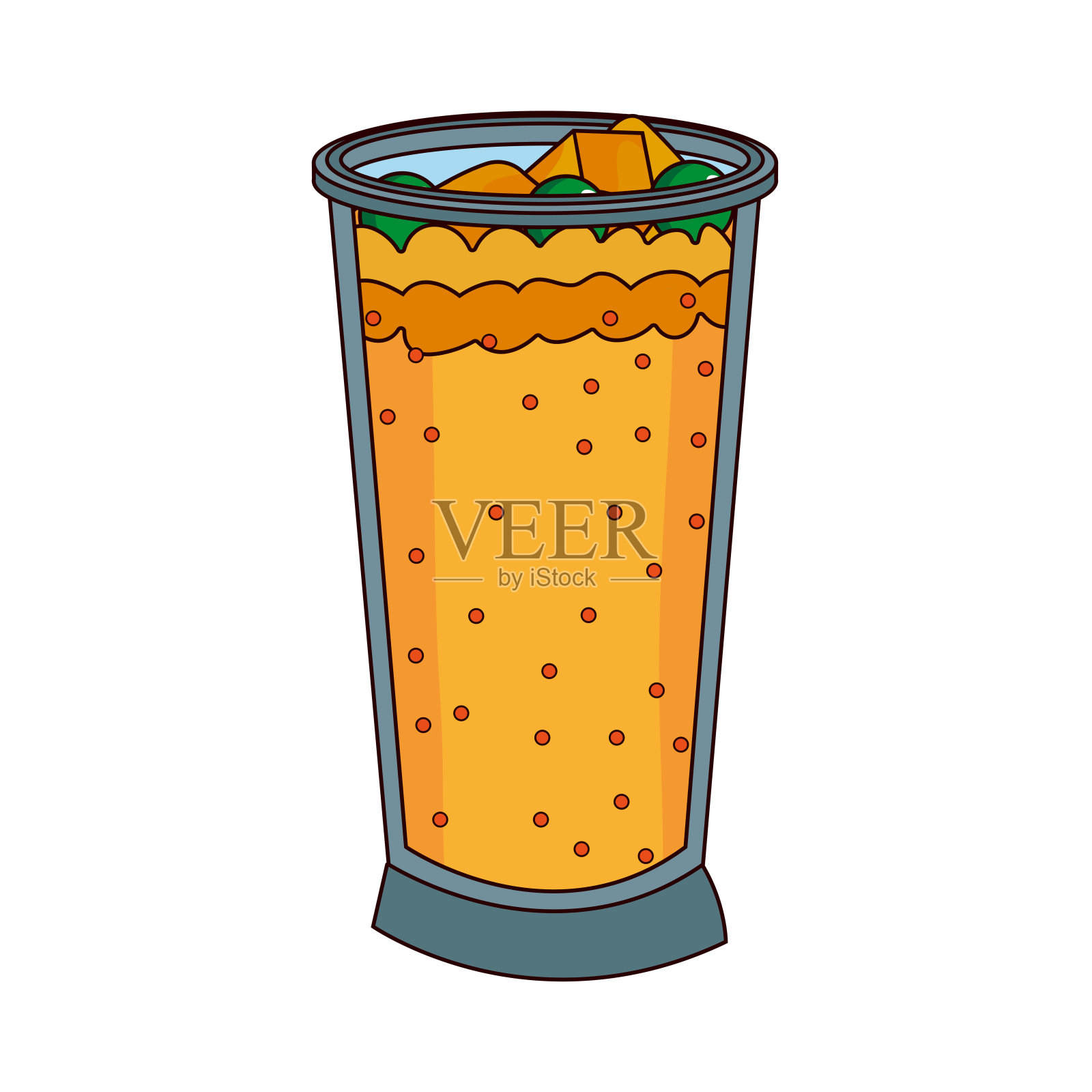 孤立的菠萝冰沙食品健康矢量插图插画图片素材