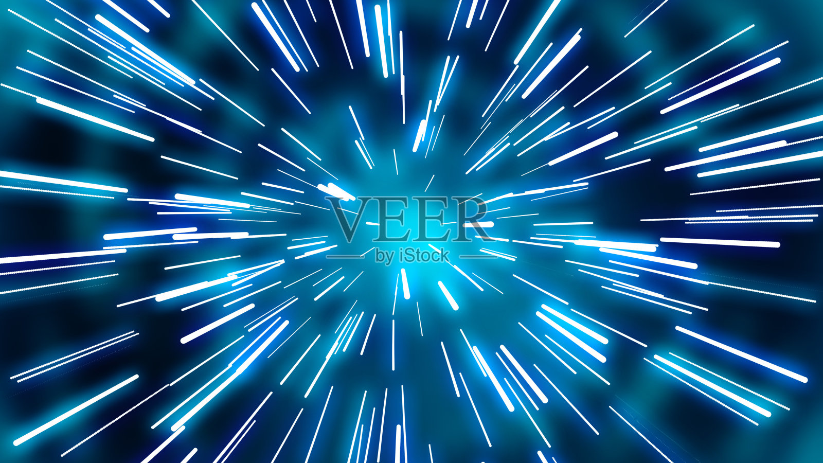 宇宙太空旅行效果，霓虹光速与消失点，未来设计概念。银河和星星，微妙的颜色。未来设计公司，传单和营销插画图片素材