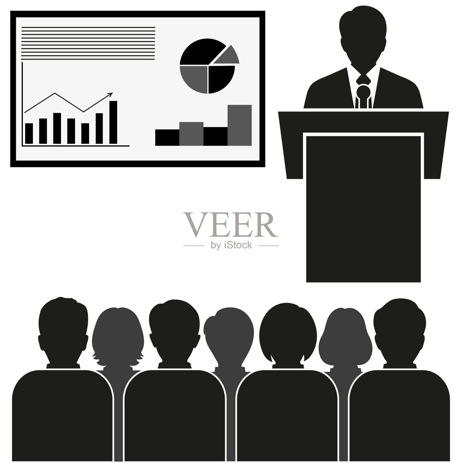 研讨会或会议平面设计，插图现代孤立讲座听众插画图片素材