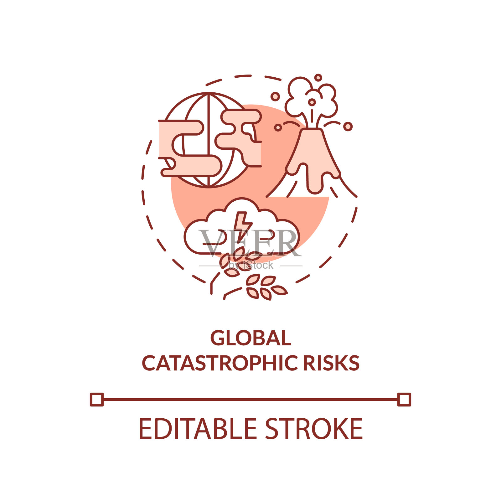 全球灾难风险红色概念图标插画图片素材