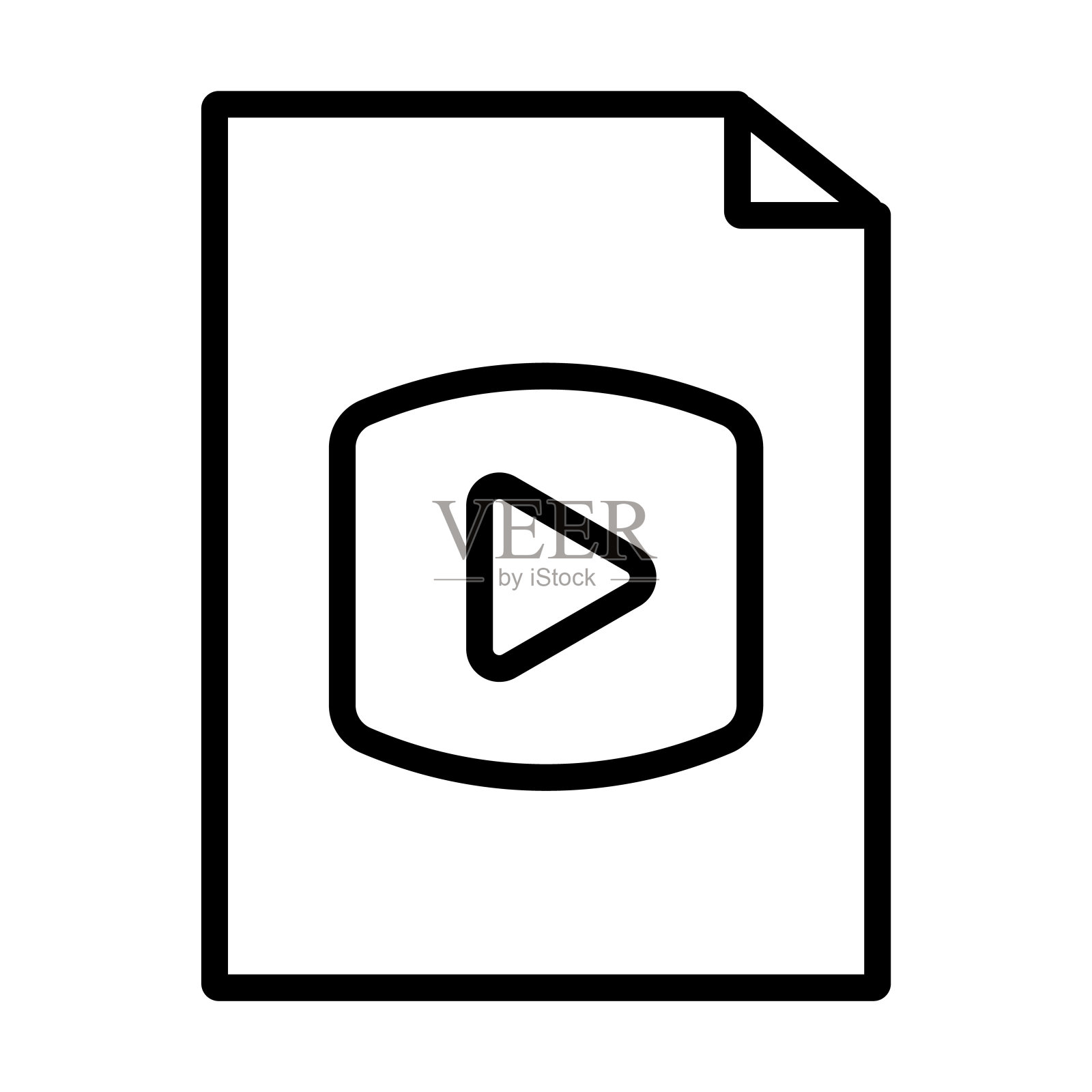 视频文件图标从用户界面集合。薄线性视频文件，电影，文件大纲图标孤立在白色背景。线向量视频文件符号，网页符号和移动符号。图标素材