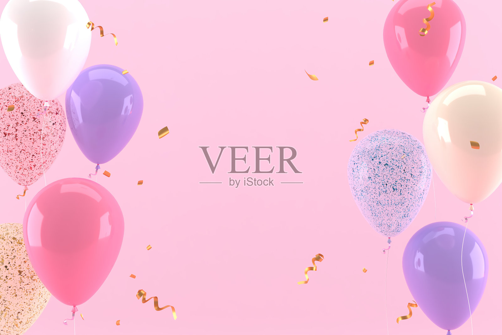 情人节和母亲节贺卡，在特殊日子庆祝活动的3D渲染。照片摄影图片