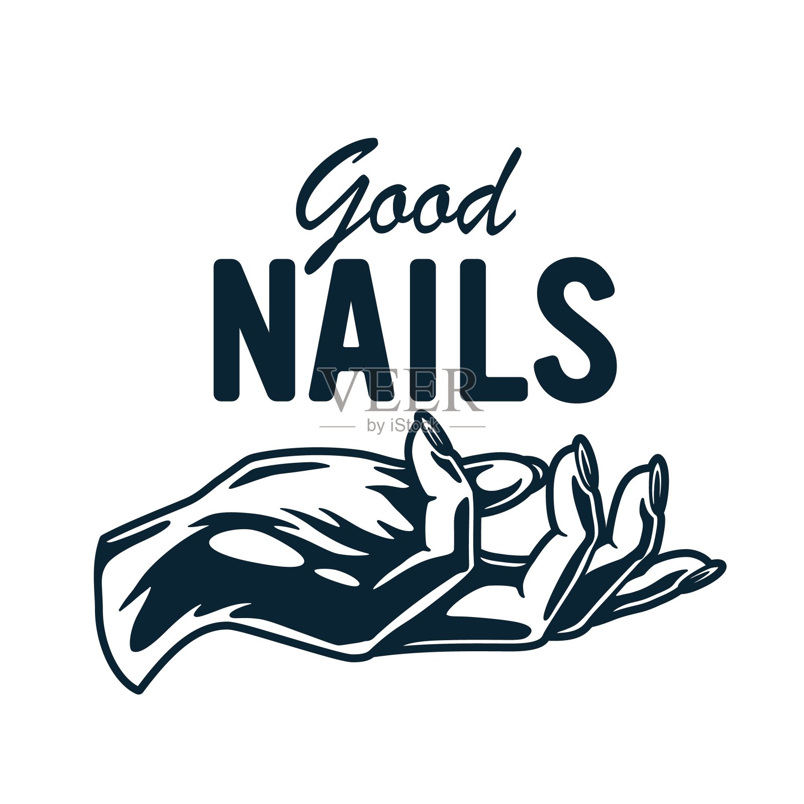 纹章以女性手、女性手腕为指甲棒插画图片素材