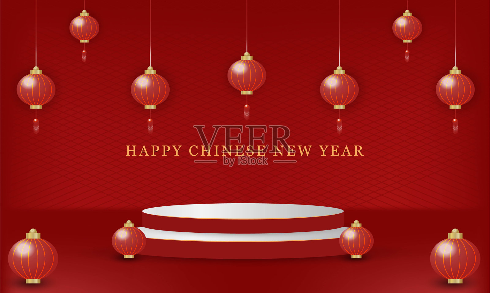 现实的中国新年讲台背景矢量插图插画图片素材