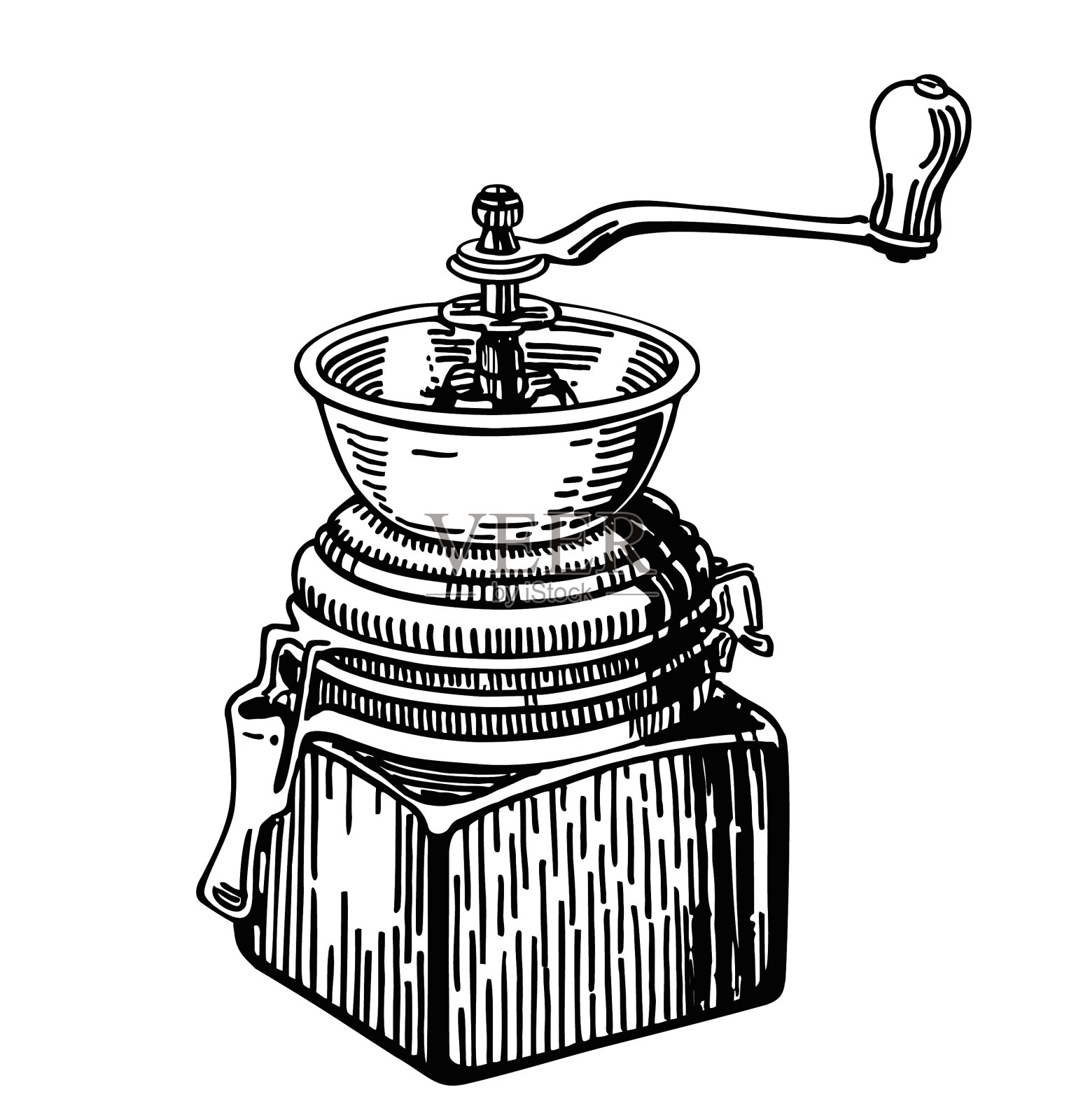 复古手工磨咖啡机手工磨咖啡插画图片素材