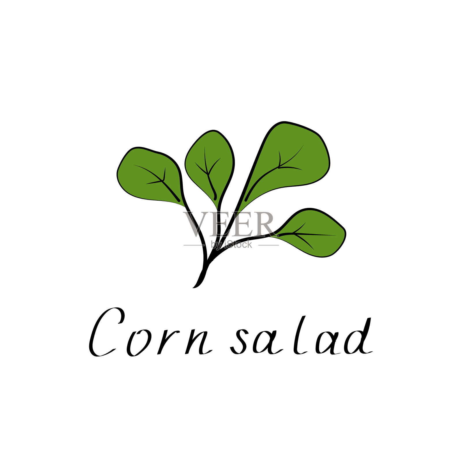 玉米沙拉叶标志蔬菜卡通图标插画图片素材