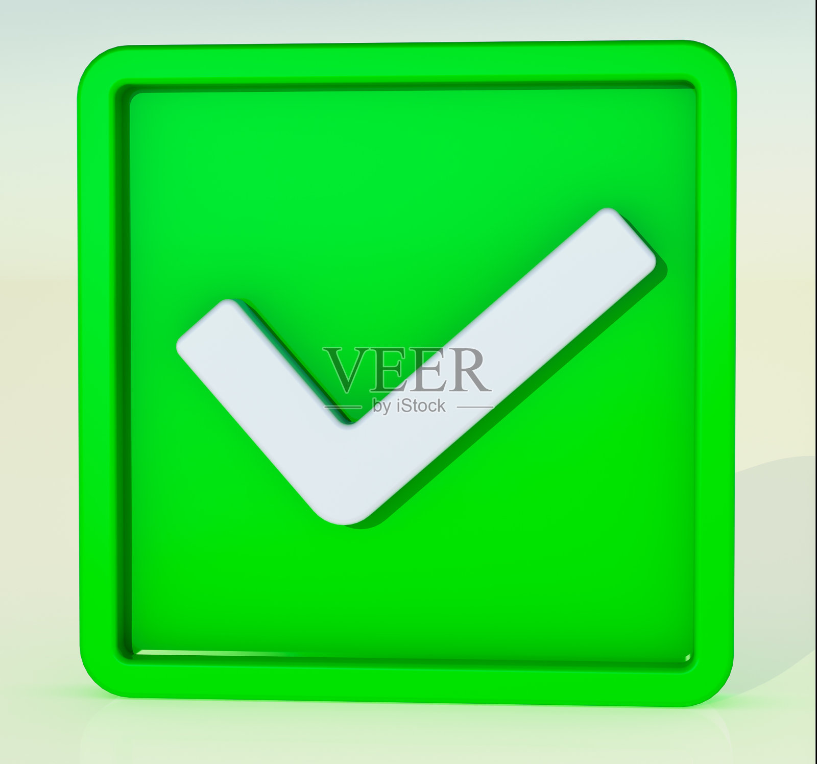 选中标记按钮，移动应用程序图标，像或右标志图标孤立的白色背景图在3D渲染插画图片素材