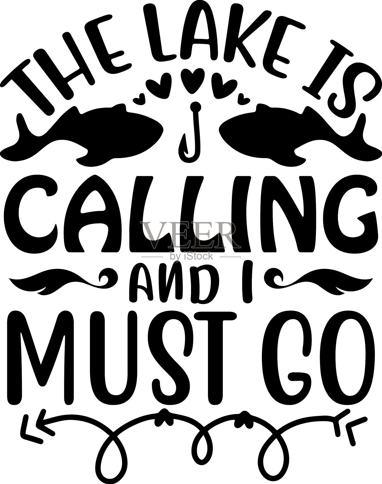 钓鱼t恤和SVG设计插画图片素材