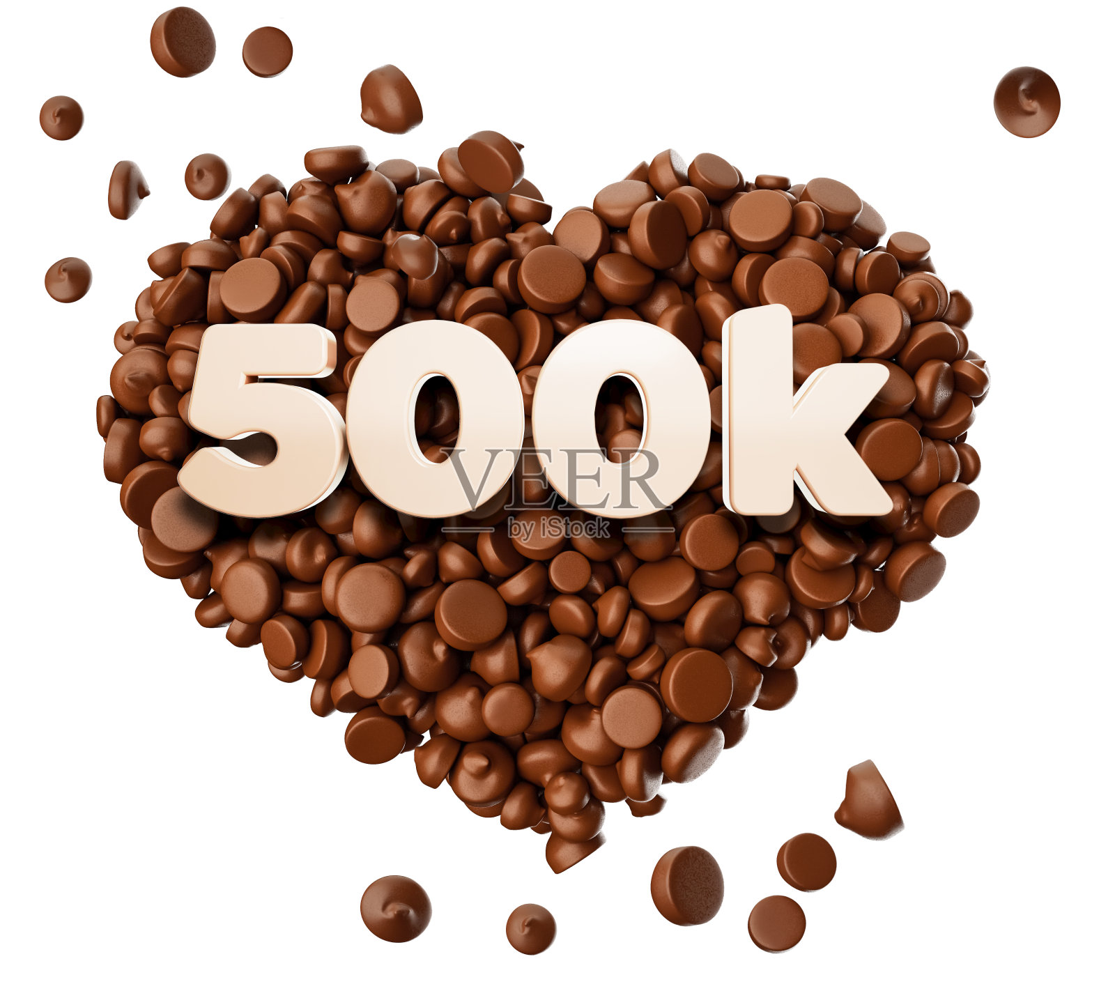 50万喜欢巧克力片上的3d文本爱3d插图照片摄影图片