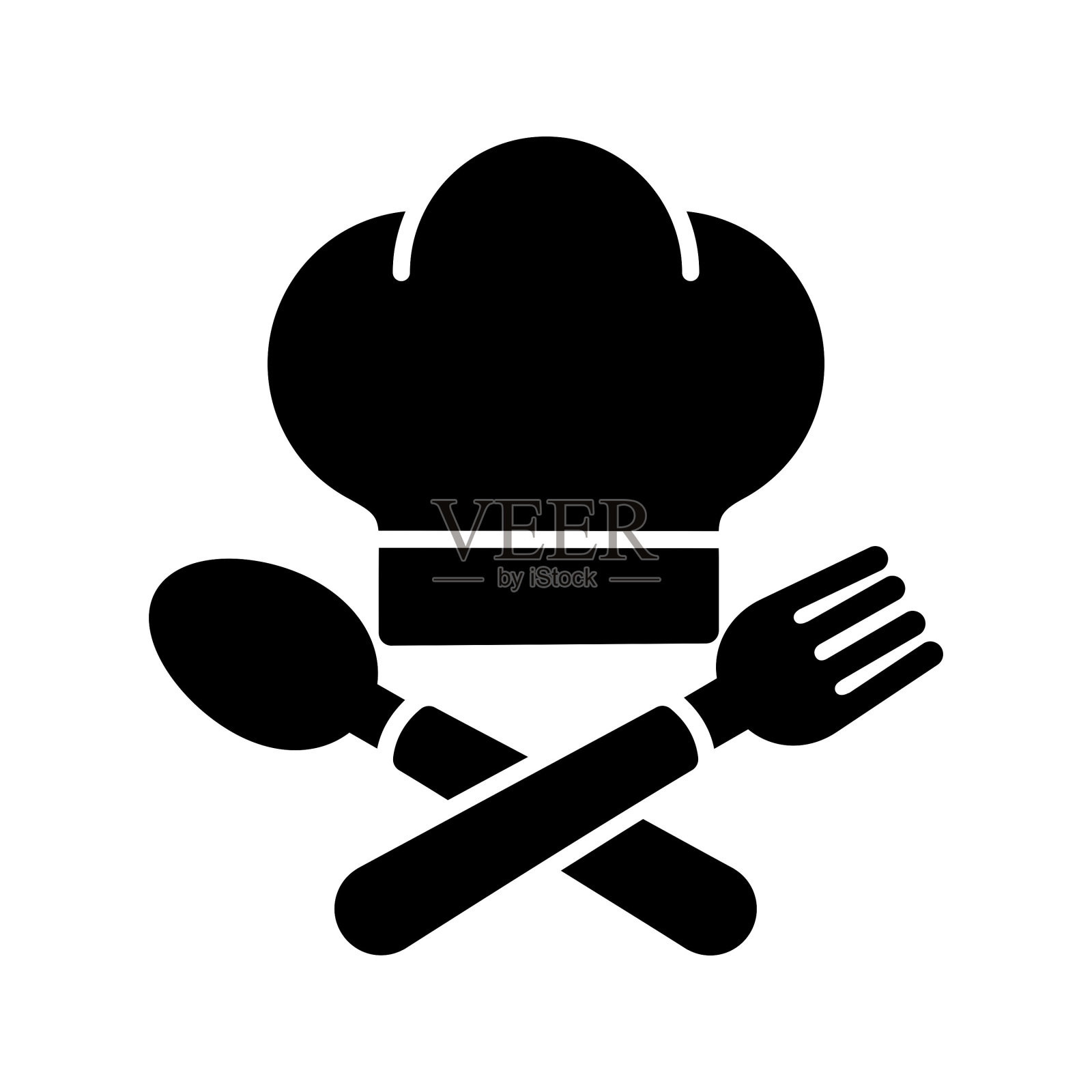 厨师帽和叉字形图标设计插画图片素材