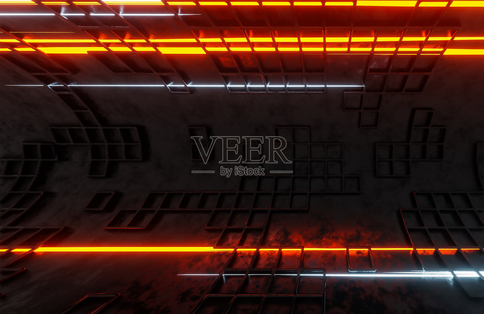 在科幻隧道中移动光束。、数字背景。，三维模型和插图。照片摄影图片