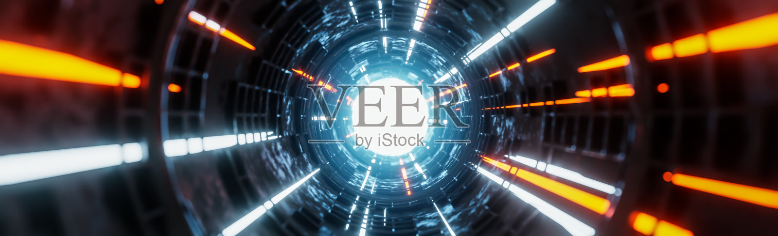 在科幻隧道中移动光束。、数字背景。，三维模型和插图。照片摄影图片