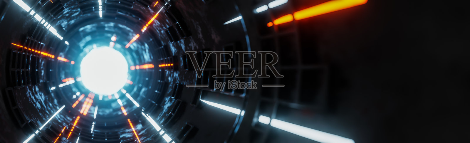 在科幻隧道中移动光束。、数字背景。，三维模型和插图。照片摄影图片