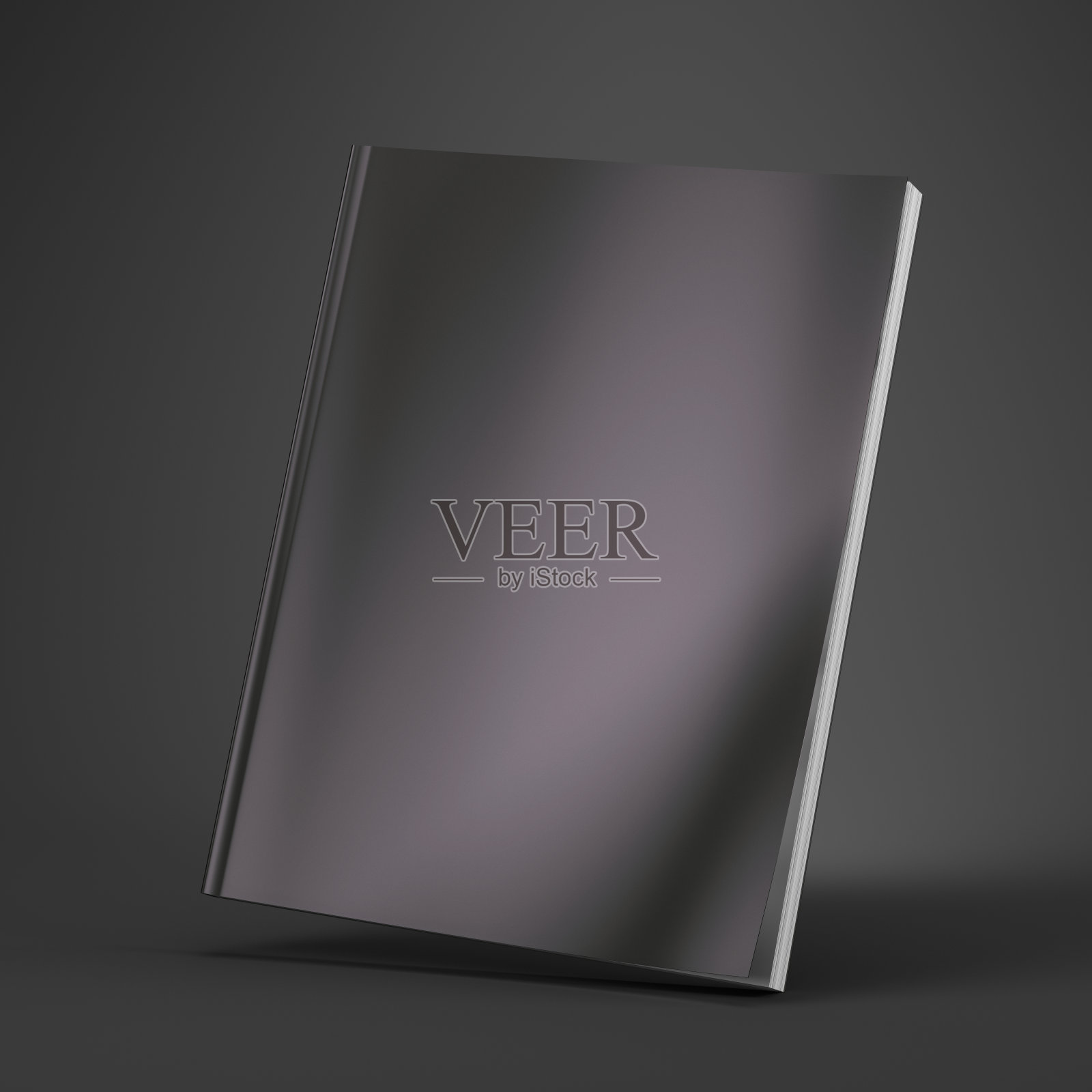 灰色背景的杂志的空白黑色封面。模拟杂志，书，小册子，小册子的模板。三维渲染照片摄影图片