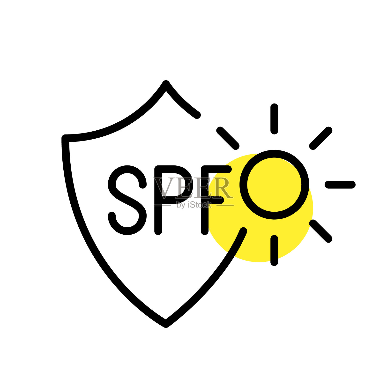 SPF保护盾。像素完美，可编辑的描边插画图片素材