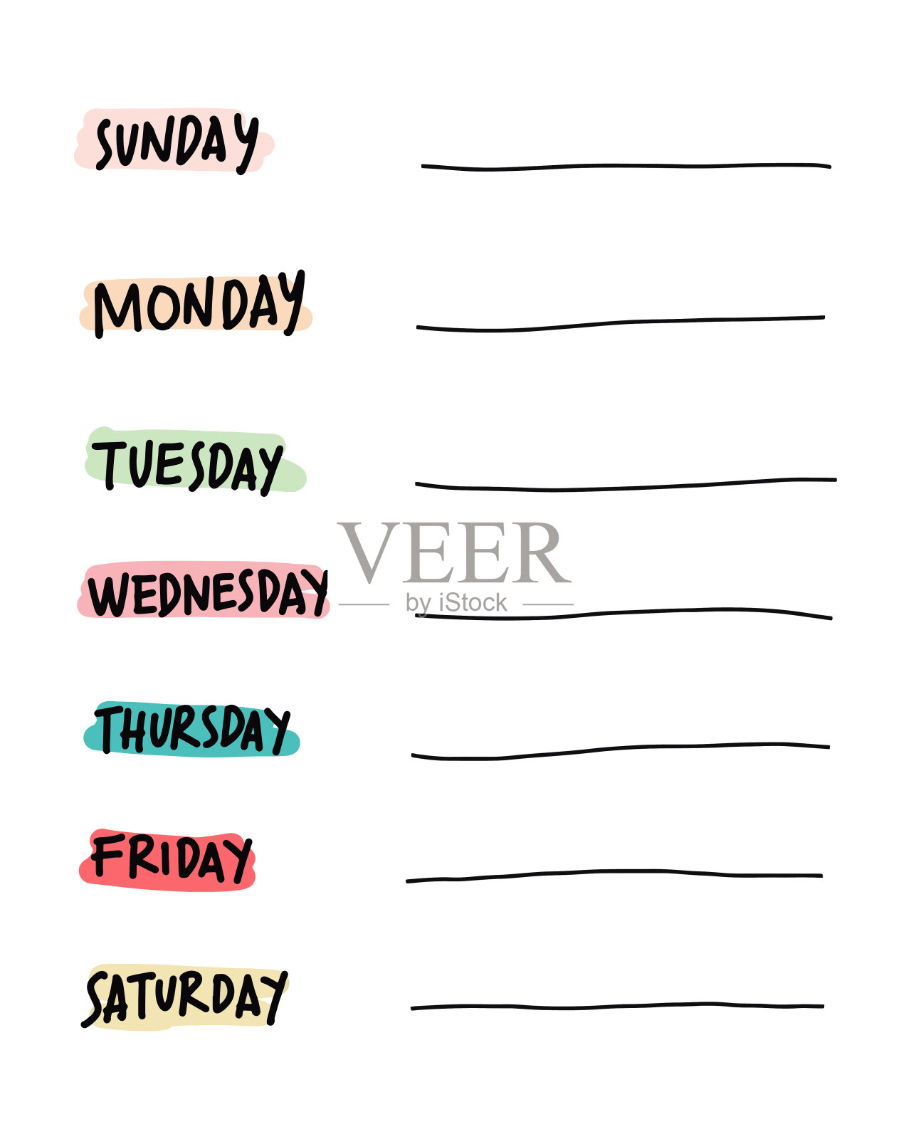 极简设计计划。每日、每周、每月计划模板。女性风格页的业务个人经理插画图片素材