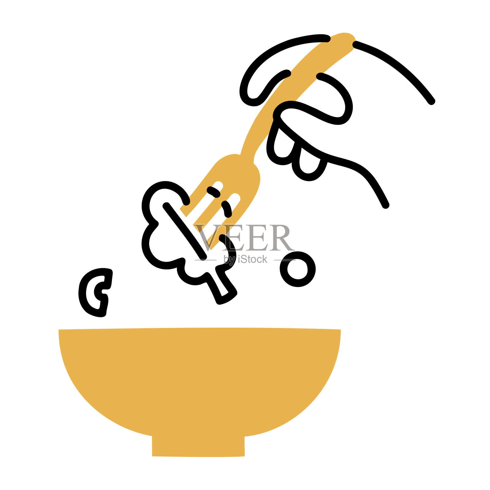 沙拉、食品和饮料涂鸦。插画图片素材